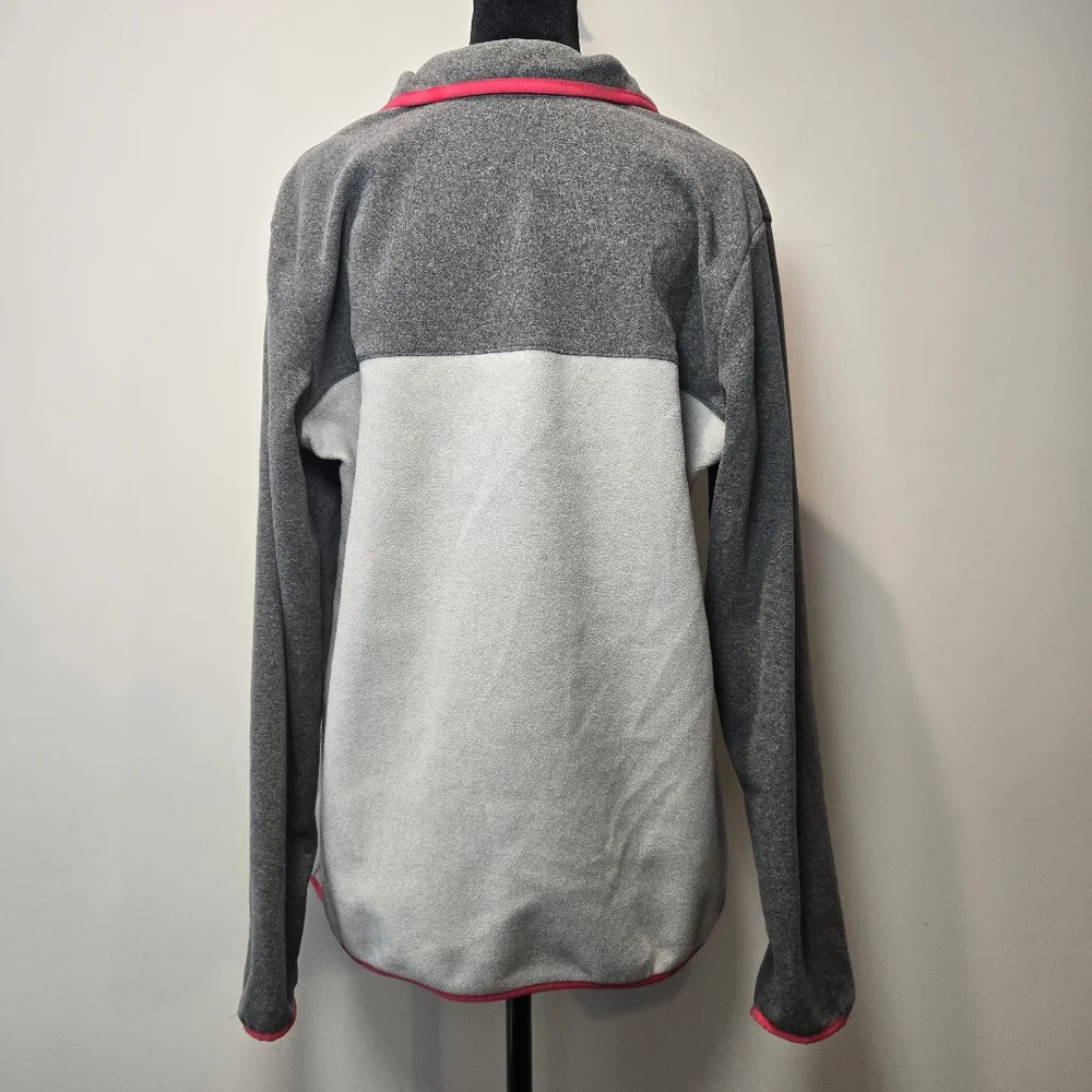 Columbia Fleece Women's Large Pullover 1/4 Snap V Neck Gray Pink